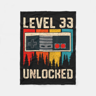 Level 33 Unlocked Video Game Controller Birthday M Fleece Blanket