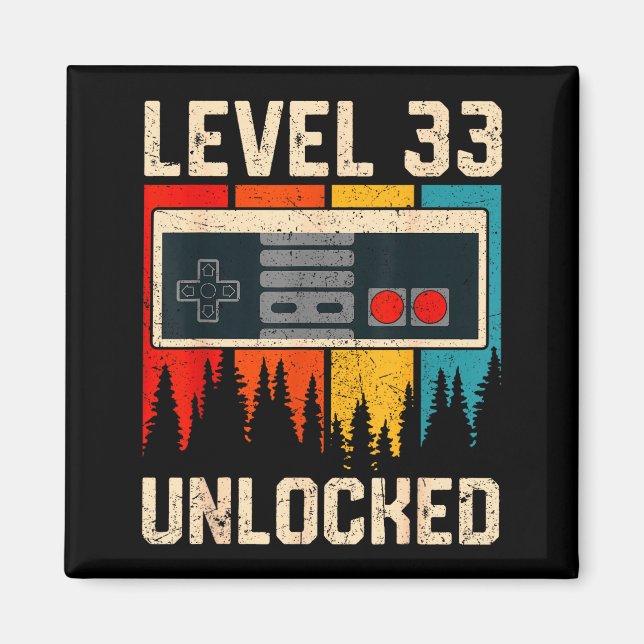 Level 33 Unlocked Video Game Controller Birthday M Magnet (Front)