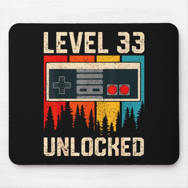 Level 33 Unlocked Video Game Controller Birthday M Mouse Pad (Front)