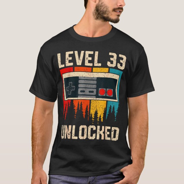 Level 33 Unlocked Video Game Controller Birthday M T-Shirt (Front)