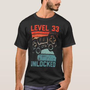 Level 33 Unlocked Video Gamer 33th Birthday Men Bo T-Shirt