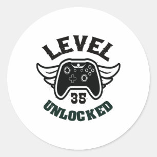 Level 35 Unlocked 35 Birthday Gaming 35 Birthday G Classic Round Sticker