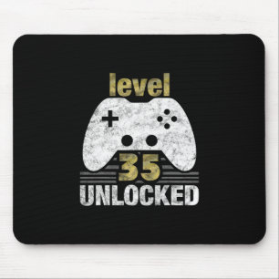 Level 35 Unlocked 35th Birthday 35 Year Old Gift F Mouse Pad