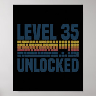 Level 35 Unlocked 35th Birthday 35 Years Old Video Poster