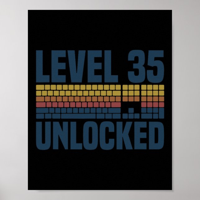 Level 35 Unlocked 35th Birthday 35 Years Old Video Poster (Front)