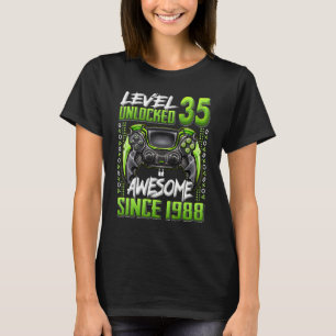 Level 35 Unlocked Awesome Since 1988 35th Birthday T-Shirt