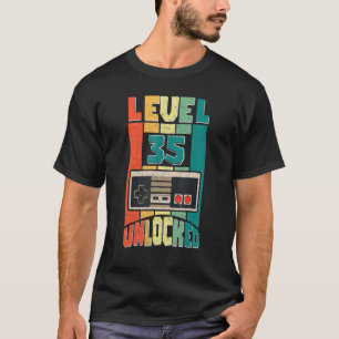 Level 35 Unlocked Funny Video Gamer 35th Birthday T-Shirt