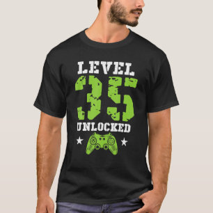 Level 35 Unlocked Gaming Design 35th Birthday T-Shirt