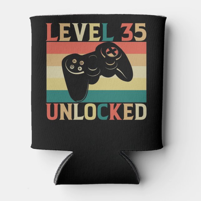 Level 35 Unlocked Video Gamer 35th Birthday Can Cooler (Front)