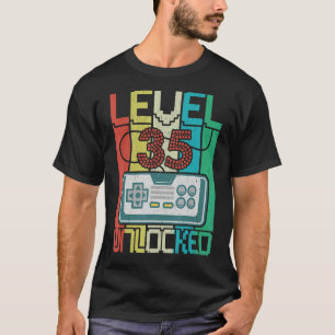 Level 35 Unlocked Video Gamer 35th Birthday T-Shirt