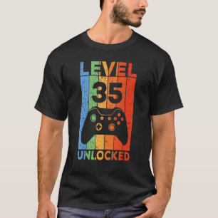 Level 35 Unlocked  Video Gamer 35th Birthday T-Shirt