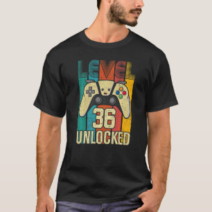 Level 36 Unlocked Video Gamer 36th Birthday T-Shirt
