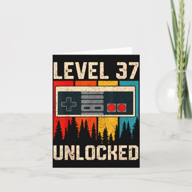 Level 37 Unlocked Video Game Controller Birthday M Card (Front)
