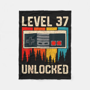 Level 37 Unlocked Video Game Controller Birthday M Fleece Blanket