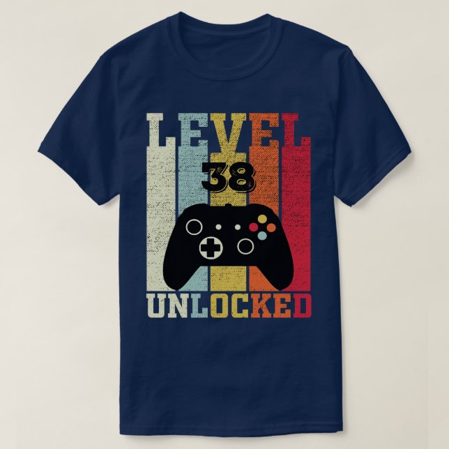 Level 38 Unlocked Funny Video 38th Birthday Gift T-Shirt (Design Front)