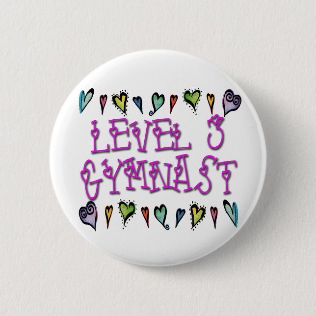 Level 3 Gymnast hearts 2 Inch Round Button (Front)
