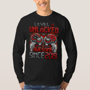 Level 3 Unlocked Awesome Since 2019 3rd Birthday T-Shirt