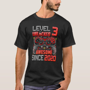 Level 3 Unlocked Awesome Since 2020 3rd Birthday G T-Shirt
