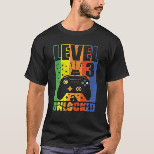 Level 3 Unlocked Birthday Level Up 3Rd Birthday Ga T-Shirt