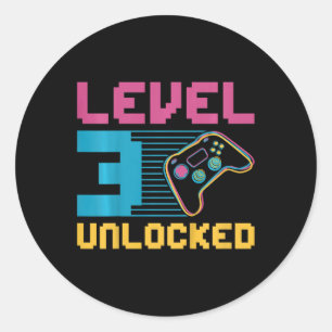 Level 3 Unlocked Gaming Birthday Classic Round Sticker