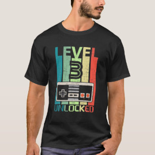 Level 3 Unlocked Video Gamer 3Rd Birthday Gift T-Shirt