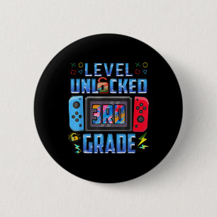 Level 3rd Grade Unlocked Back To School First Day  2 Inch Round Button