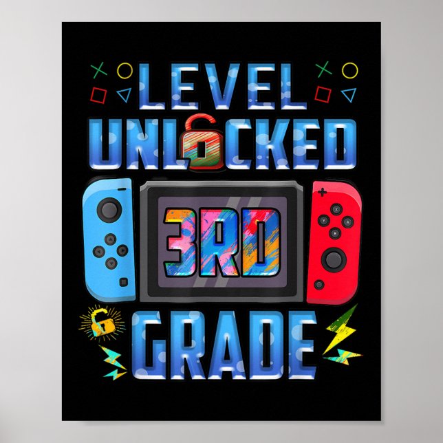 Level 3rd Grade Unlocked Back To School First Day  Poster (Front)