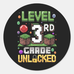 Level 3rd Grade Unlocked Video Game First Day Back Classic Round Sticker