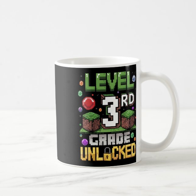 Level 3rd Grade Unlocked Video Game First Day Back Coffee Mug (Right)