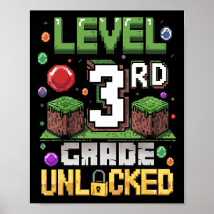 Level 3rd Grade Unlocked Video Game First Day Back Poster