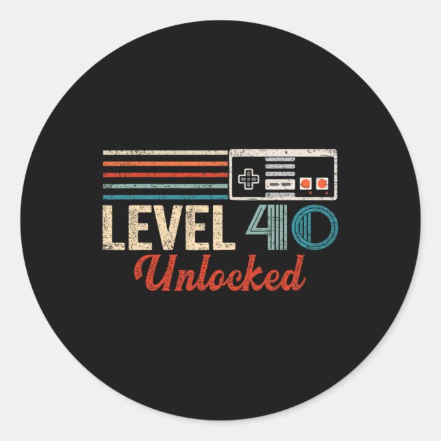 Level 40 Birthday Boy Video Game Controller 1  Classic Round Sticker (Front)
