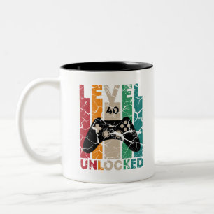 Level 40 Unlocked,40 Birthday Gift Two-Tone Coffee Mug