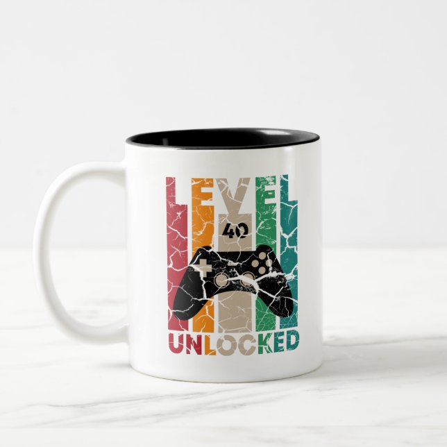 Level 40 Unlocked,40 Birthday Gift Two-Tone Coffee Mug (Left)