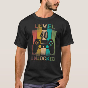Level 40 Unlocked 40 Year Old Video Gamer 40th Bi T-Shirt