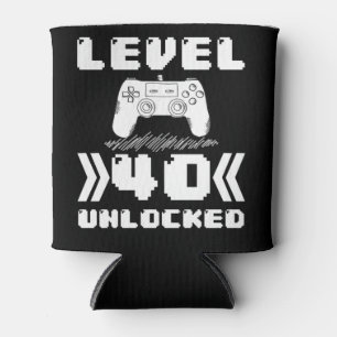 Level 40 Unlocked 40th Birthday 40 Year Old Gamer Can Cooler