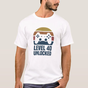 Level 40 Unlocked 40Th Birthday 40 Years Old Video T-Shirt