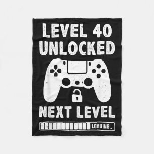 Level 40 unlocked 40th birthday video game retro fleece blanket