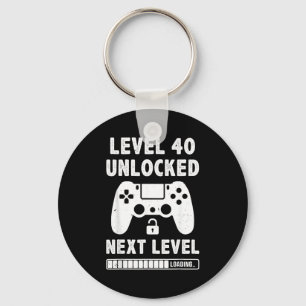 Level 40 unlocked 40th birthday video game retro keychain