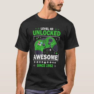 Level 40 Unlocked Awesome 1982 Video Games 40Th Bi T-Shirt