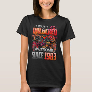 Level 40 Unlocked Awesome Since 1983 40th Birthday T-Shirt