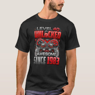 Level 40 Unlocked Awesome Since 1983 40th Birthday T-Shirt
