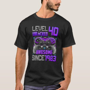 Level 40 Unlocked Awesome Since 1983 40th Birthday T-Shirt