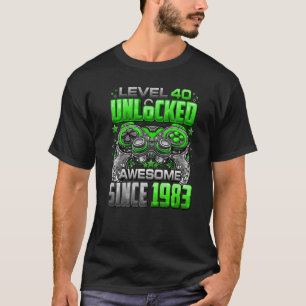 Level 40 Unlocked Awesome Since 1983 40th Birthday T-Shirt