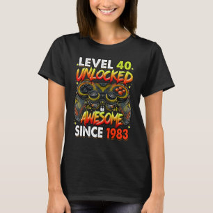 Level 40 Unlocked Awesome Since 1983 40th Birthday T-Shirt