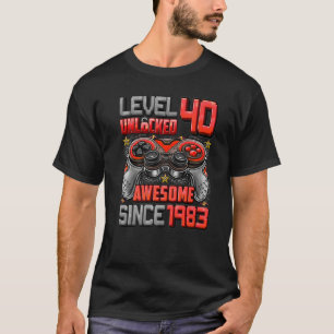 Level 40 Unlocked Awesome Since 1983 40th Birthday T-Shirt