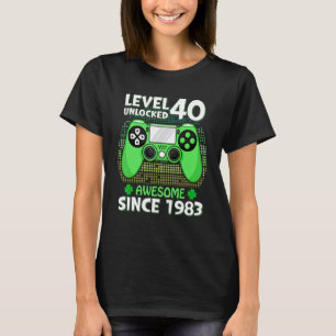 Level 40 Unlocked Awesome Since 1983 Video Gamer B T-Shirt