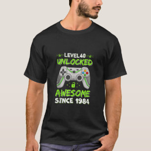 Level 40 Unlocked Awesome Since 1984 Gamer 40th Bi T-Shirt