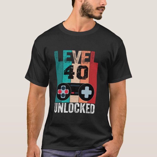 Level 40 Unlocked Birthday Video Game Controller 4 T-Shirt (Front)
