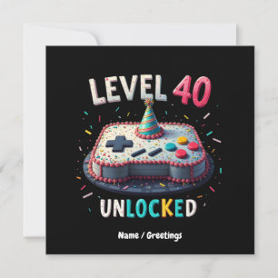 Level 40 Unlocked Gaming Style 40th Birthday Invitation