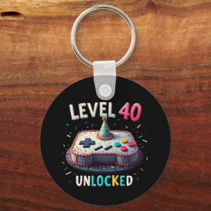 Level 40 Unlocked Gaming Style 40th Birthday Keychain